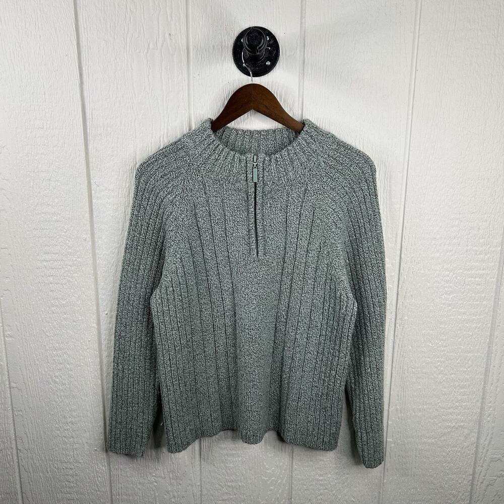 Vintage 90’s Quarter Zip Knit Light Green Sweater Size Medium